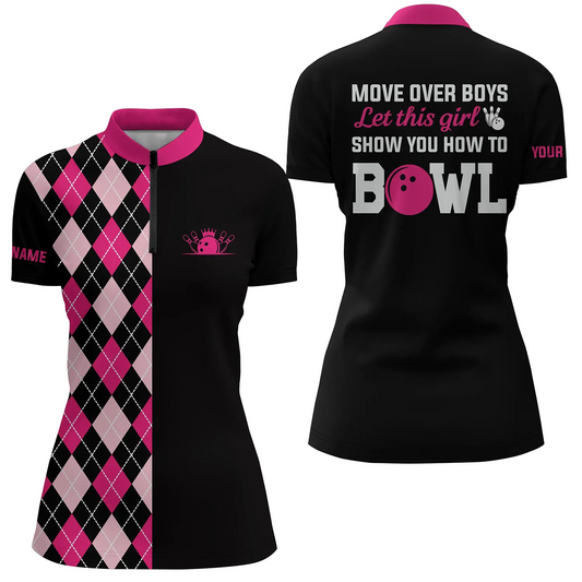 Custom bowling shirt for women – personalized team jersey front view