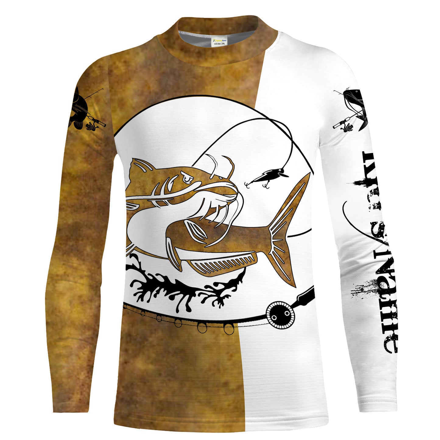 Flathead catfish Fishing scales Custom white Long sleeve performance Fishing Shirts, apparel for team catfish - NQS2080