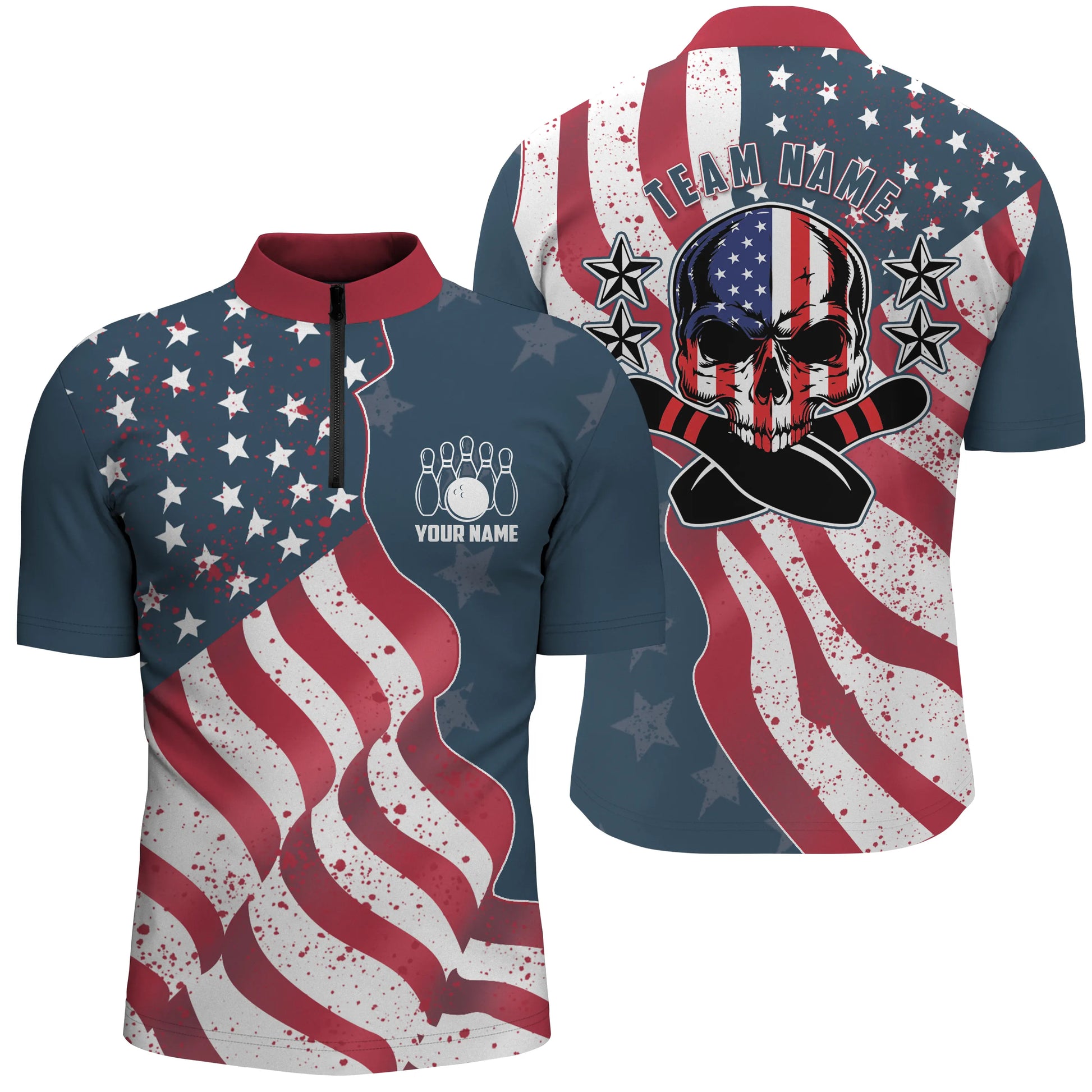Custom bowling shirt for men – personalized team jersey front view