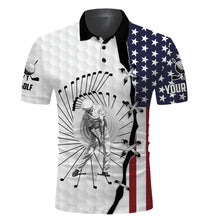 Load image into Gallery viewer, American flag men's long sleeve golf polo shirts, Custom Golf Polo Shirts for Men NQS3332