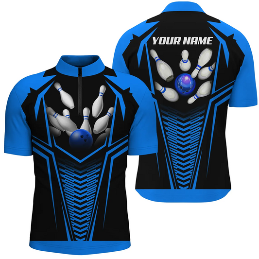 Custom bowling shirt for men – personalized team jersey front view