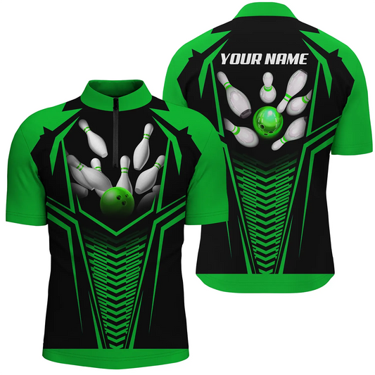 Custom bowling shirt for men – personalized team jersey front view