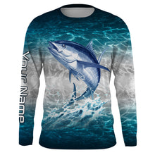 Load image into Gallery viewer, Tuna fishing blue sea water camo Custom Name performance long sleeve fishing shirts uv protection NQS3655