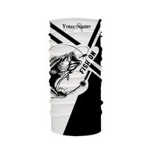 Load image into Gallery viewer, Largemouth Bass Fishing fish on black and white custom name performance fishing shirts NQS899