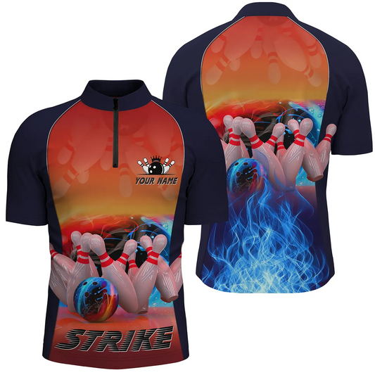 Custom bowling shirt for men – personalized team jersey front view