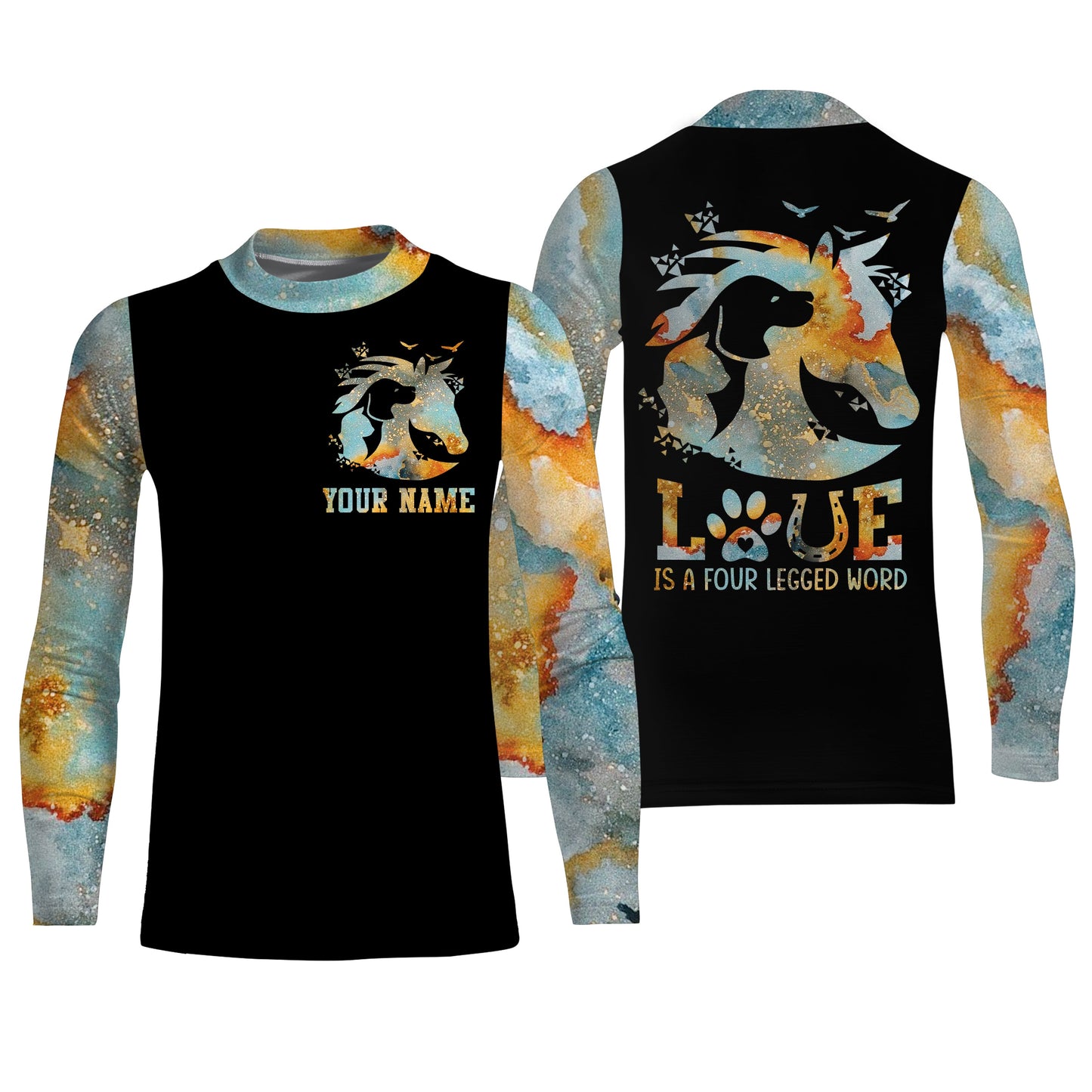 Love is a four legged word Farm Barn Cat dog horse Custom Name 3D All Over Printed Shirts NQS3126