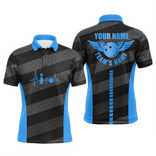 Load image into Gallery viewer, Bowling polo shirts for men custom bowling team shirts for bowlers, team bowling jerseys | Blue NQS7220
