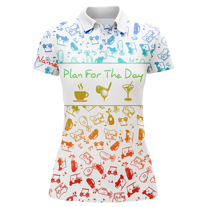 Rainbow gradient golf pattern Womens golf polo shirt custom coffee golf cocktail polo shirts for women NQS6786