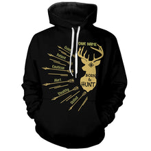 Load image into Gallery viewer, Personalized Born to Hunt with Hunter's Qualities Shirt, Perfect Custom Shirt for Deer Hunter, Hunting Gifts FSD4201