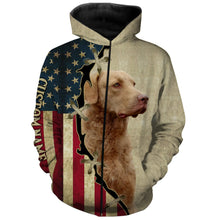 Load image into Gallery viewer, Chesapeake Bay Retriever American flag T-shirt, Hoodie, Long sleeve Shirt - Custom Dog lover Shirt FSD3944