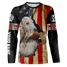 Load image into Gallery viewer, English Setter bird Dog Pheasant hunting American flag Customized Name Shirts, Hoodie FSD3807