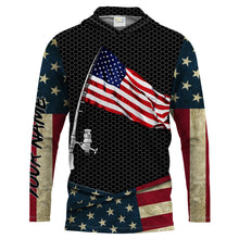 Load image into Gallery viewer, Fishing shirt American flag fishing rod Custom Name Sun protection Shirt Personalized fishing gifts ideas FSD1798