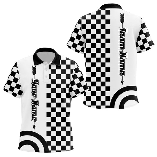 Personalized Name Archery Checkerboard Pattern Kid Polo Shirts, Archery Game Shirts For Archers TDM0480