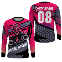 Load image into Gallery viewer, Motocross Mom Personalized Jersey UPF30+ Pink Dirt Bike Mom Racing Shirt Mother's Day Gift NMS1381