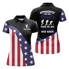 Load image into Gallery viewer, American Flag Bowling Shirt for Women Custom Bowling Jersey Funny Patriot Ladies League Polo Shirt NBP150