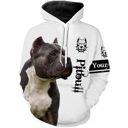 Love Pitbull Long Sleeve Hoodie| Custom Pitbull Shirt for Pitbull Dad, Pitbull Lover| JTSD241