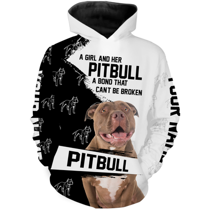 Love Pitbull Hoodie Long Sleeve for Women| Custom 3D Pitbull Shirt for Pitbull Mom| JTSD247