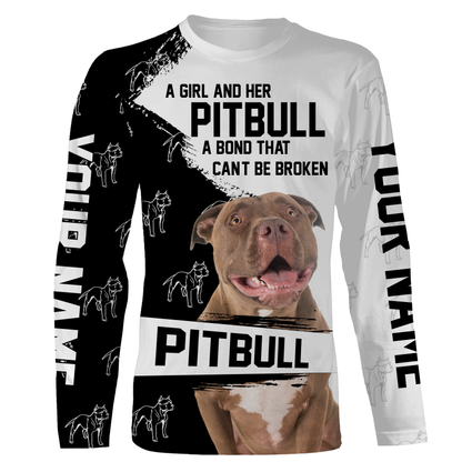 Love Pitbull Hoodie Long Sleeve for Women| Custom 3D Pitbull Shirt for Pitbull Mom| JTSD247