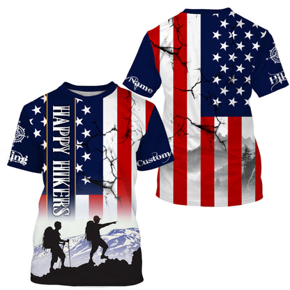 Personalized Happy Hikers Shirt American Flag Shirt Hiking T-shirt Best Gifts for Hikers, Father UPF 30+| SP125