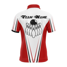 Load image into Gallery viewer, Red And White Men Bowling Shirt Personalized Custom Name Bowling Polo Shirt for Team Bowler Jersey BDT16