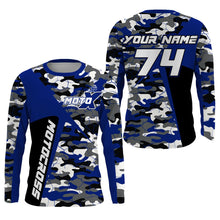 Load image into Gallery viewer, Custom Kid Men Women Dirt Bike MX Jersey UPF30+ Blue Camo Motocross Shirt Extreme MotoX Racing PDT517