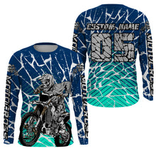 Load image into Gallery viewer, Blue Motocross jersey youth men women UV protective personalized biker racing off-road motorcycle PDT05
