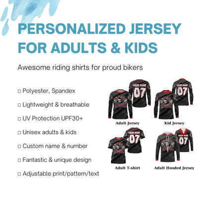 Motocross jersey black custom UPF30+ xtreme skull MX racing biker shirt motorcycle shirt PDT18