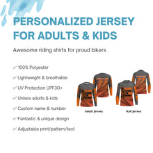 Load image into Gallery viewer, Kid&amp;Adult Custom Motocross Jersey UPF30+ Orange Dirt Bike MX Racing Work Less Ride More NMS1230