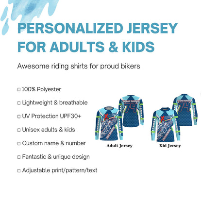 Extreme Motocross personalized jersey UPF30+ kid adult biker dirt bike MX racing long sleeves NMS1102