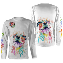 Load image into Gallery viewer, Watercolor Pitbull T-shirt Long Sleeve Hoodie| Custom Name Pitbull Terrier Lover Shirt| JTSD291