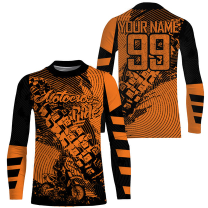 Kids Men custom orange dirt bike jersey Motocross MX racing UPF30+ motorcycle off-road shirt  PDT158