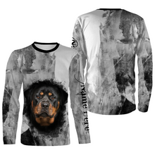 Load image into Gallery viewer, Love Rottweiler Hoodie Long Sleeve T-shirt| Custom Name All Over Print Rottweiler Shirt for Dog Owner JTSD278