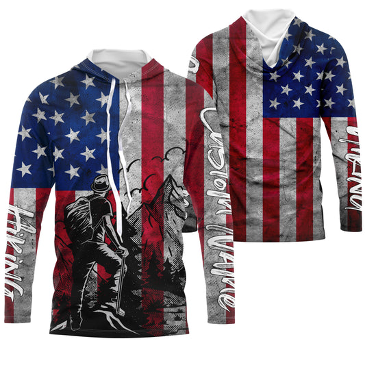 American Flag Patriotic Mountain Custom Hiking Apparel UV Protection Quick Dry UPF 30+| SP123