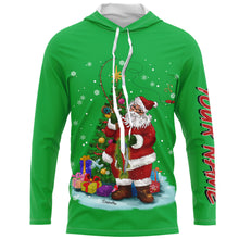 Load image into Gallery viewer, Bass fishing Santa Claus with bass fish ChipteeAmz's art UV protection long sleeves personalized gift AT070