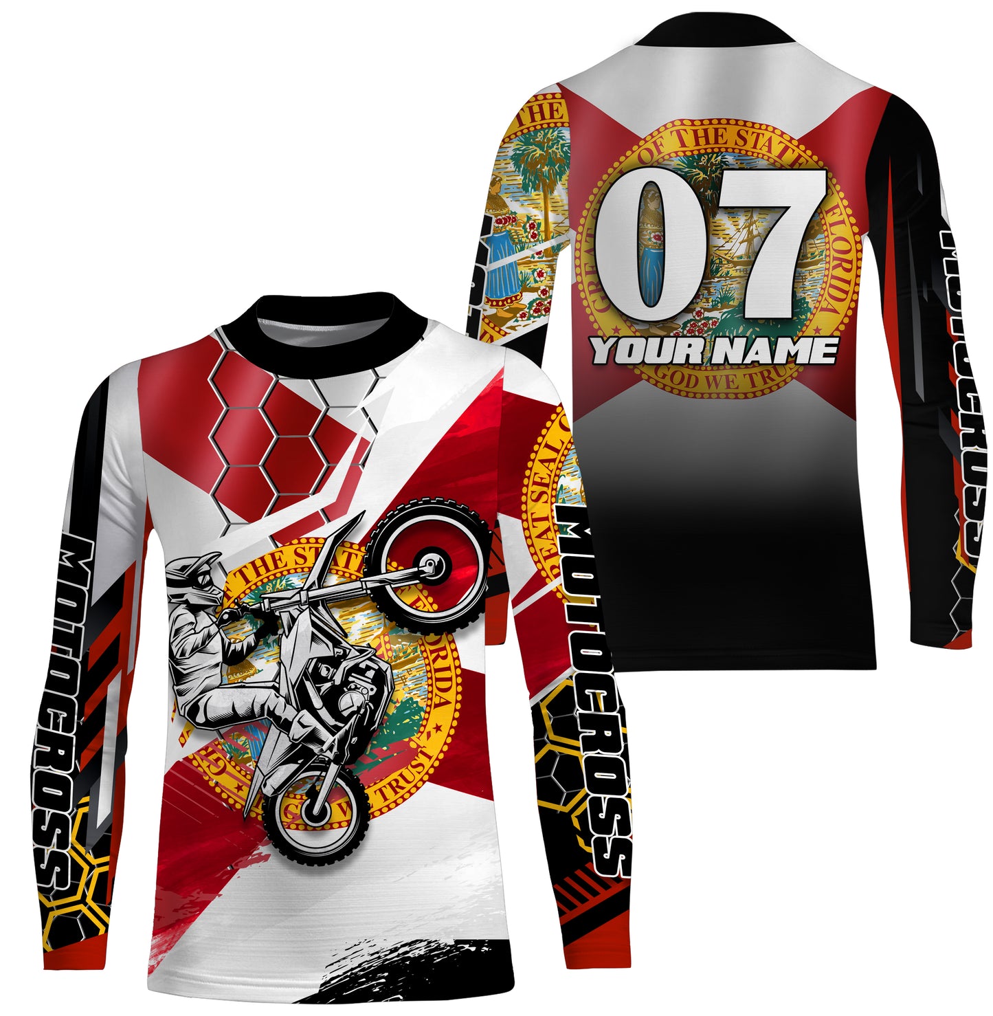 Florida Motocross Jersey Custom Youth Mens Womens FL Dirt Bike Off Road MotoX Motorcycle Racing| NMS823