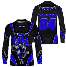 Load image into Gallery viewer, Customized name&amp;number MX riding jersey blue kids men women Motocross racing UV off-road motorcycle PDT154