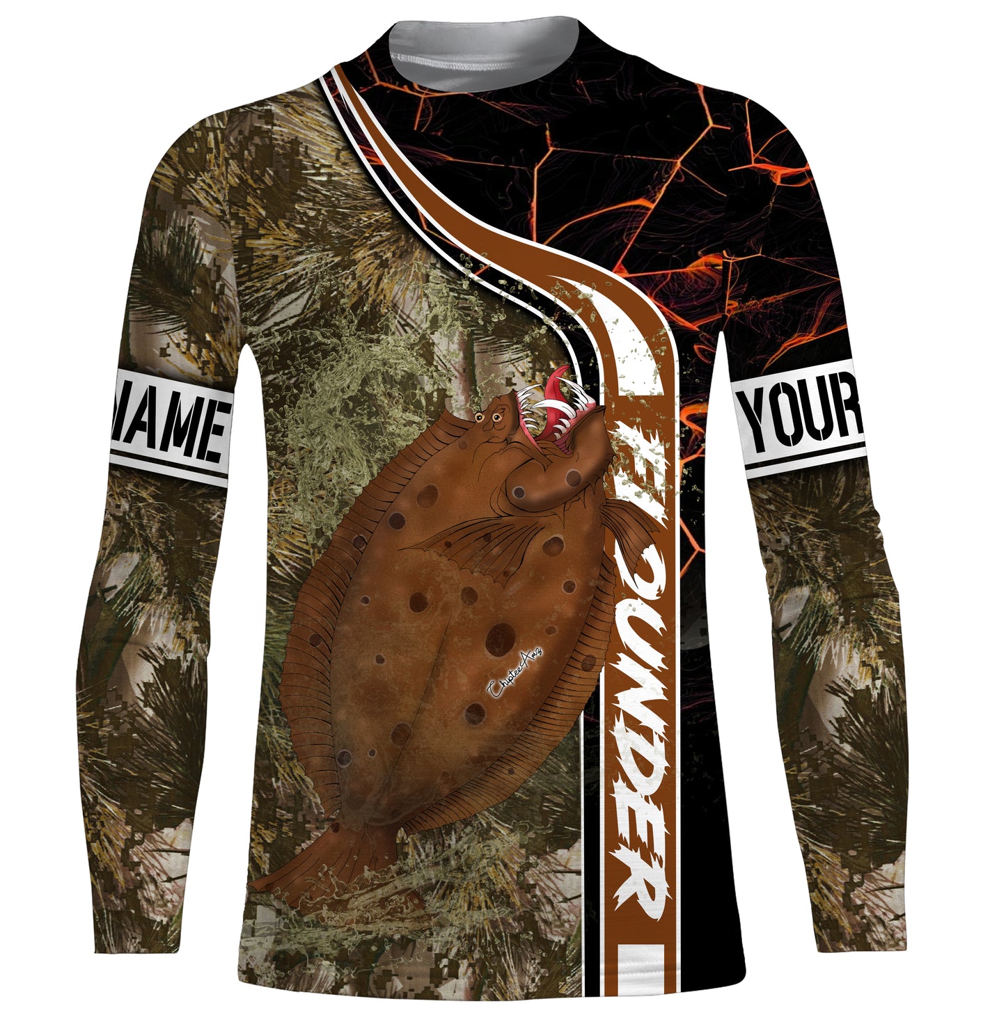 Flounder fishing custom name with ChipteeAmz's art UV protection shirts AT020