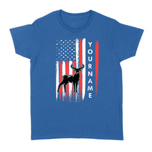 Load image into Gallery viewer, American flag deer hunting custom name shirt, personalized deer hunting apparel Women's T-shirt- NQS1206