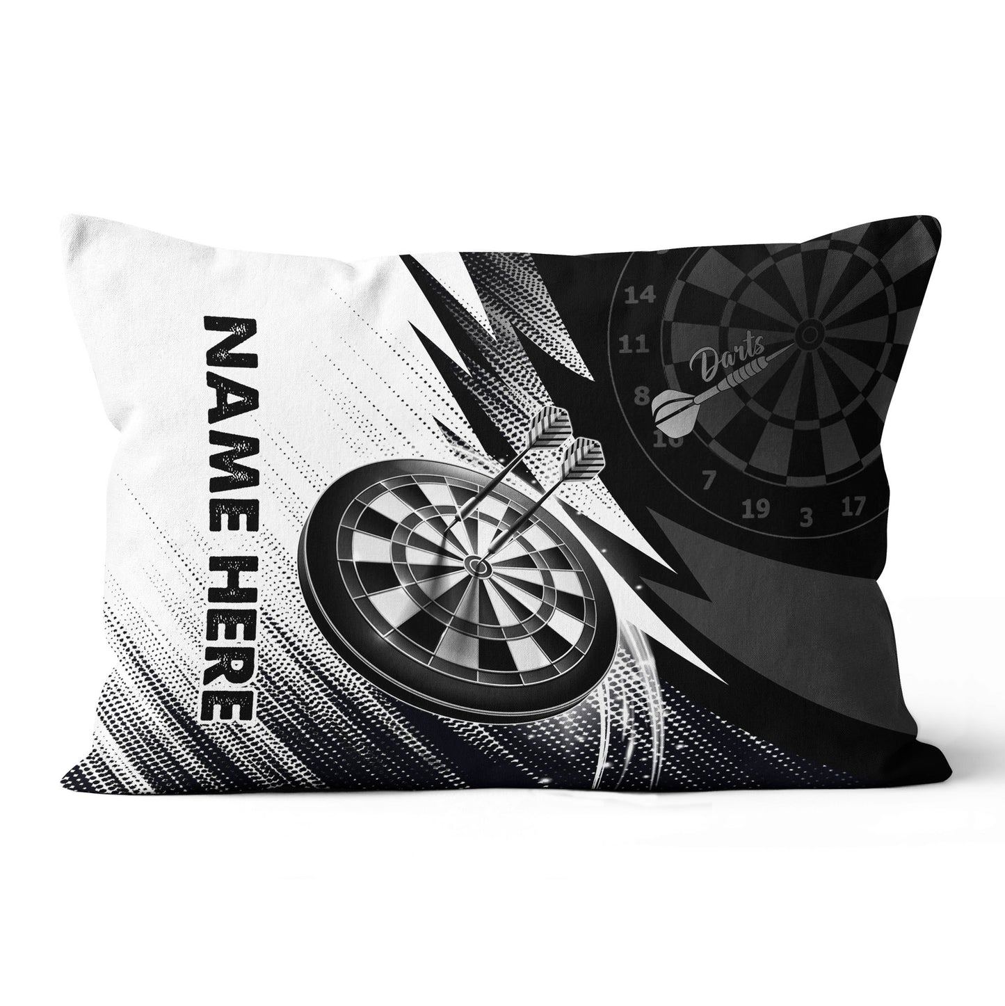 Black White Dartboard Custom Darts Throw Pillow Personalized Darts Gifts LDT1185