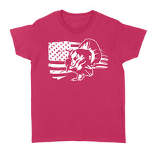 Load image into Gallery viewer, Turkey Hunting American flag women's T-shirt gifts for hunter - FSD1318D06