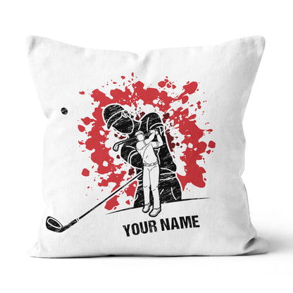 Cartoon Golfer Silhouette Custom Name Pillow Personalized Golfer Gifts LDT1115