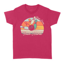 Load image into Gallery viewer, Custom Bowling Retro Shirt, Personalized Bowling Name Women's T-shirt