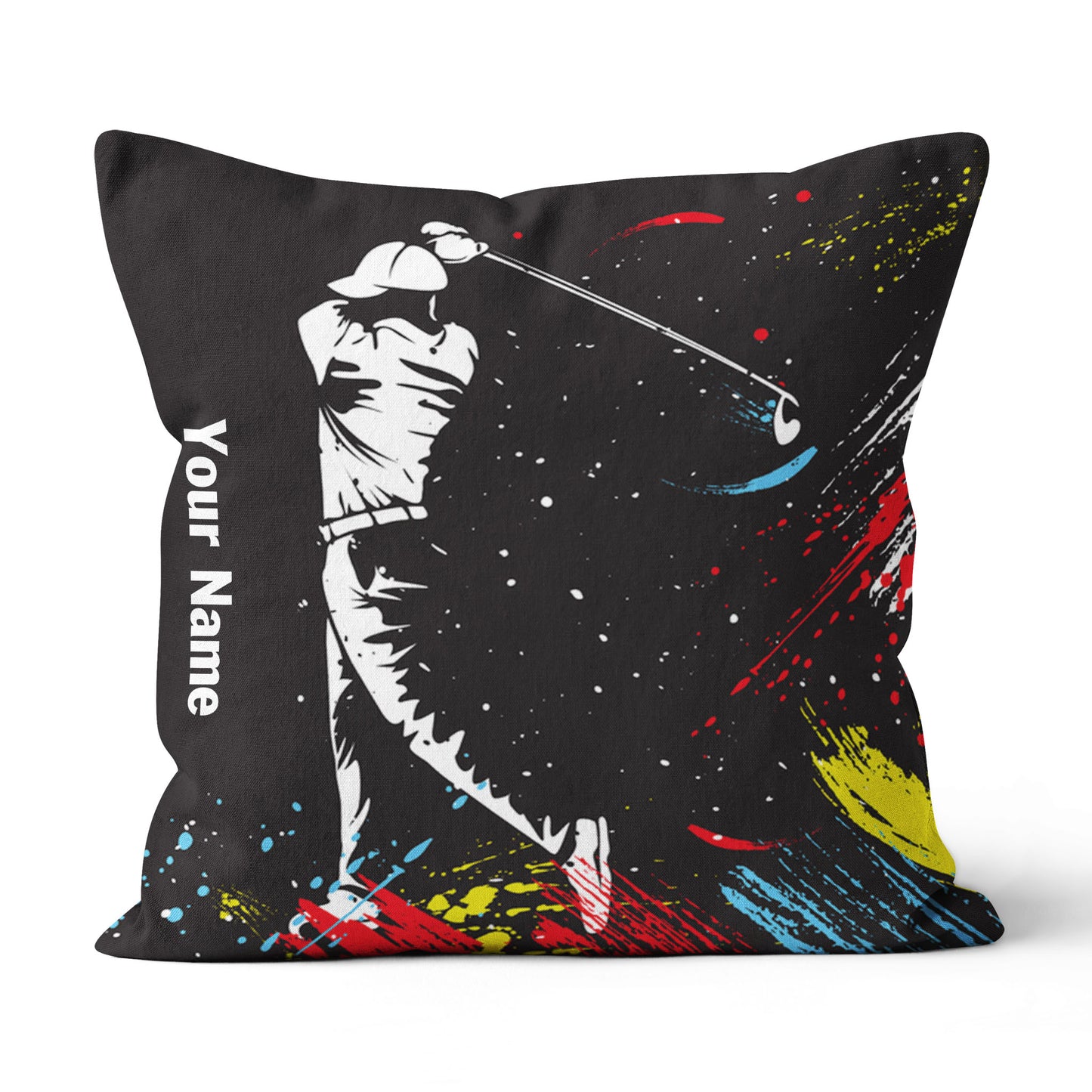 Colorful Watercolor Golfer Custom Pillow Personalized Cool Golf Gifts LDT1113