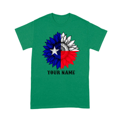 Texas flag sunflower customized name patriot Texas state flag D03 NQS2495 - T-shirt