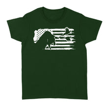 Load image into Gallery viewer, Pheasant hunting with dog American flag patriotic hunting, dog hunting pheasant shirt D01 NQS2582 Standard Women's T-shirt