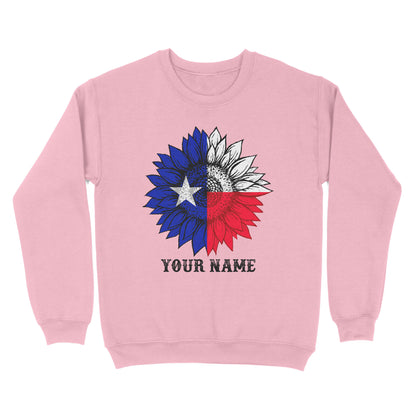 Texas flag sunflower customized name patriot Texas state flag Sweatshirt D03 NQS2495