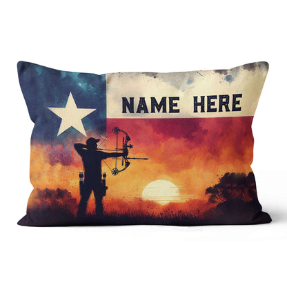 Personalized Texas Flag Archery Pillow, Patriotic Pillow Gift For Archer TDM0864