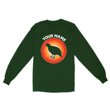 Load image into Gallery viewer, Quail Retro Vintage Sunset Custom Name Shirt, Quail Hunting Shirt, Gift for Quail Lover, Bird Lover Standard Long Sleeve FSD2350D08