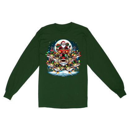 Long Sleeve - Nine Bass fish as Santa's Reindeer