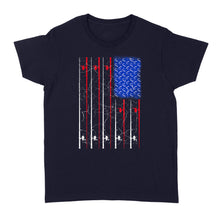 Load image into Gallery viewer, American US Flag Fishing Rod Shirt, Fisherman Gift D06 NQSD302 - Standard Women's T-shirt